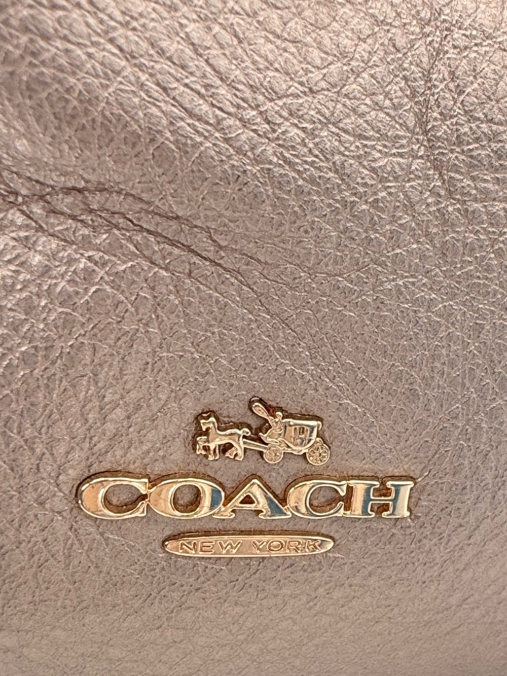 COACH Madison Phoebe Pebbled Leather Hobo Metallic Gray Shoulder Bag Large - Picture 2 of 12